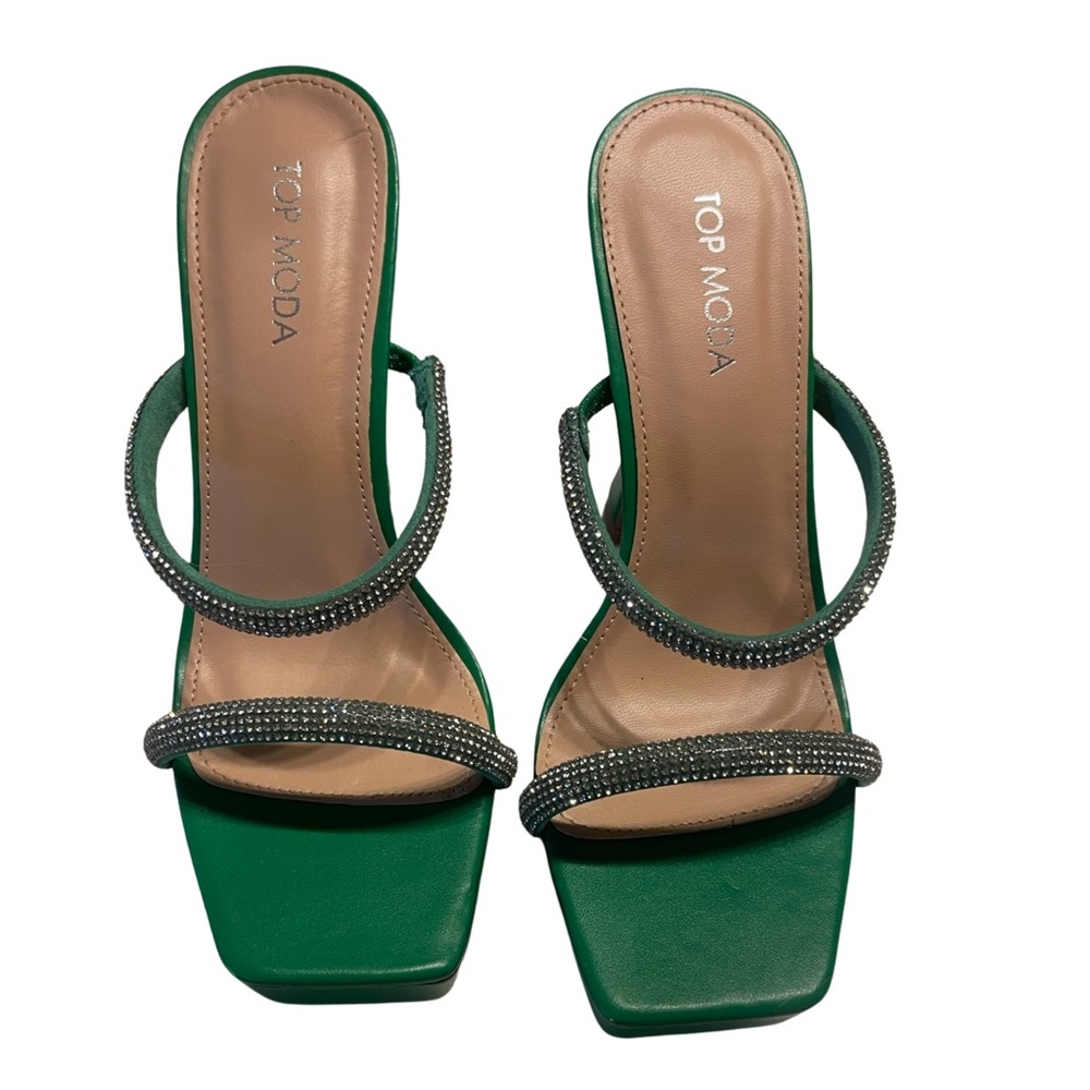 Top Moda Green  PU Platform Heels